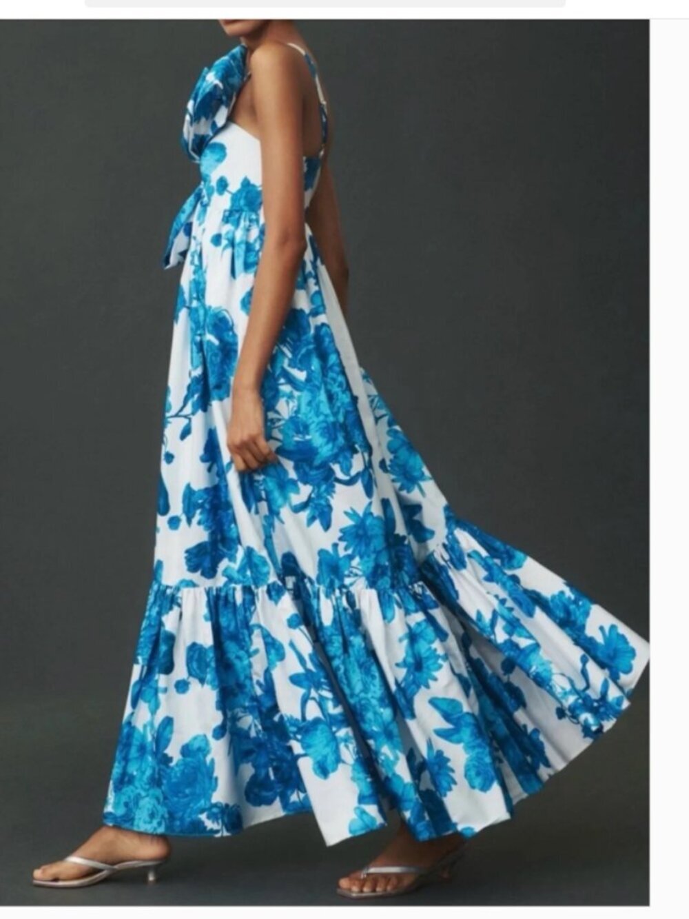 Anthropologie ATSU Blue Floral White Sundress with Bow Detail size XS NWT - Picture 4 of 12